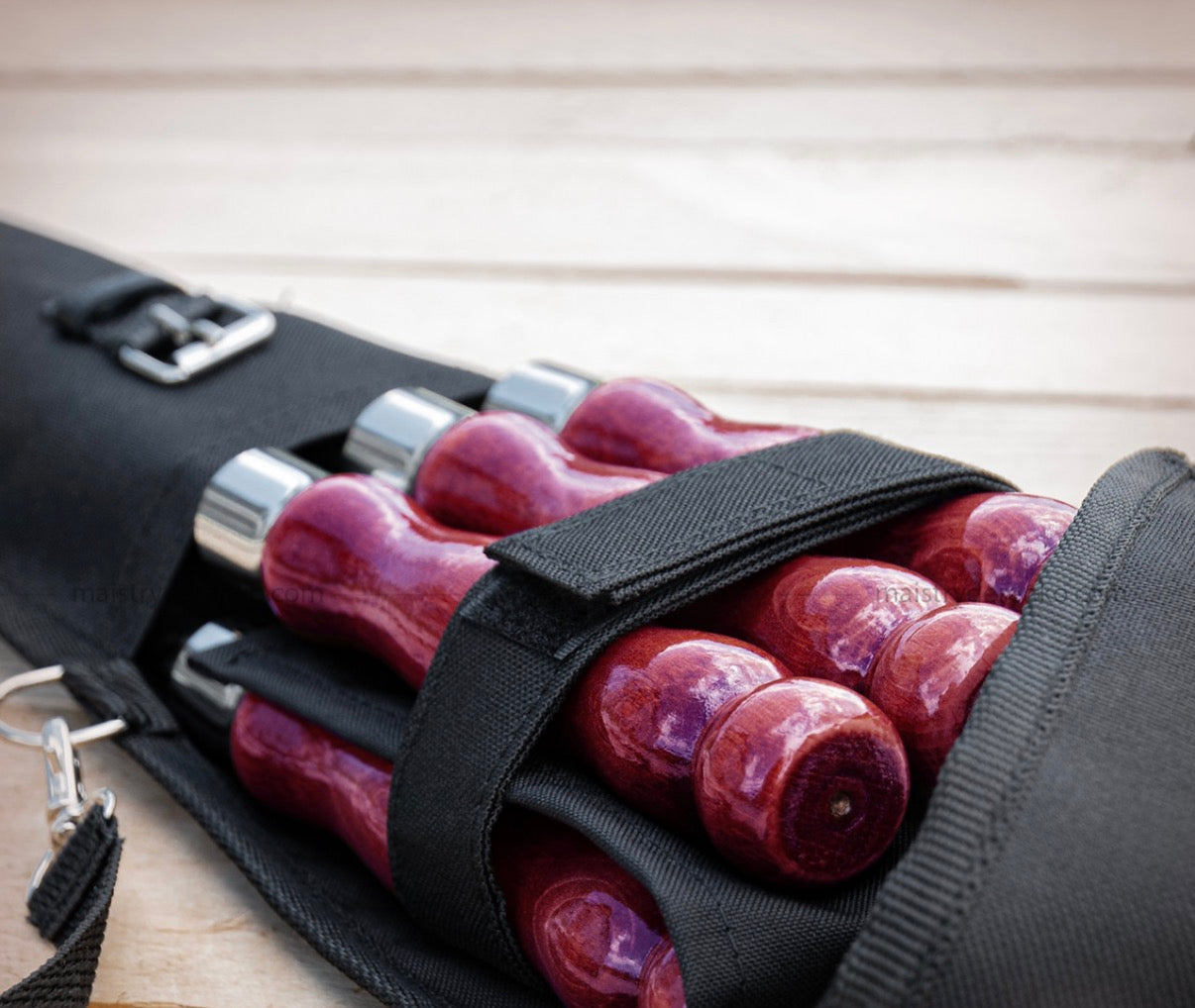 Luxury BBQ Skewer Set with Double Skewer and “Tuba+” Carrying Case – Wenge