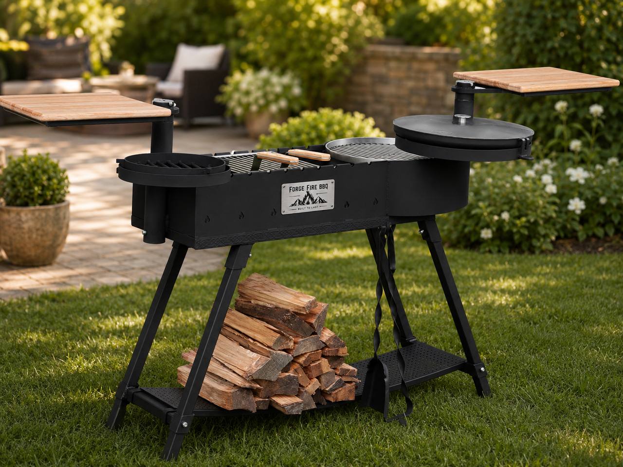 Forge Fire BBQ Multifunctional Outdoor Grill – Black