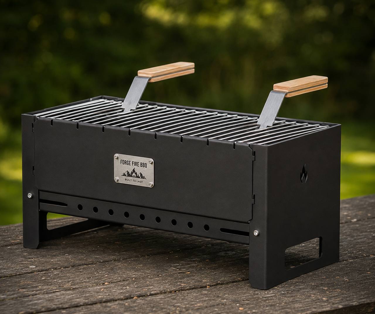 Forge Fire BBQ Portable Steel Grill-Black