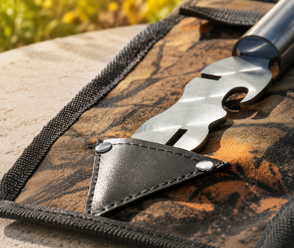 “Lux” Skewer Set with Wooden Handles in a “Picnic” Carrying Case. Cherry Colour.