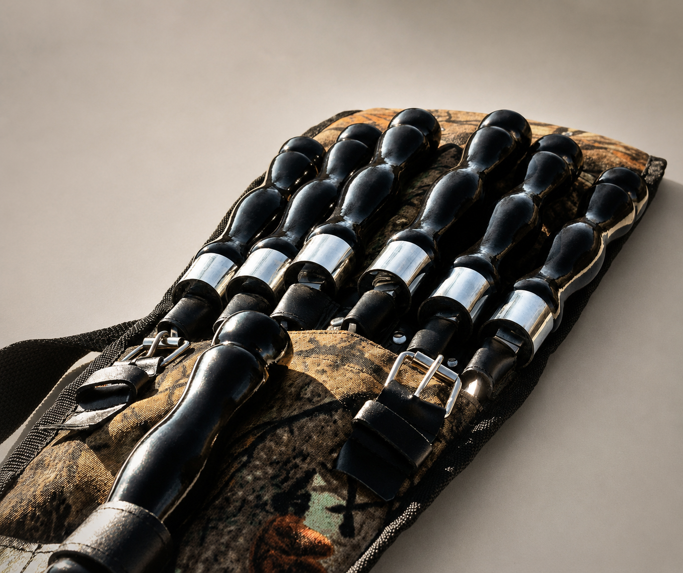 “Lux” Skewer Set with Wooden Handles in a “Picnic” Carrying Case. Cherry Colour.