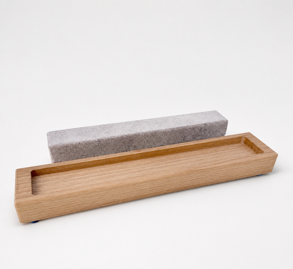 Sharpening Stone with Beech Wood Stand